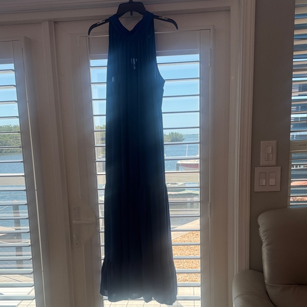 Sleeveless Navy Blue Maxi Dress